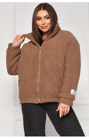 Куртка жіноча тедді демісезонна темно-бежевого кольору 129 209604C