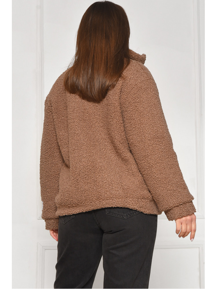 Куртка жіноча тедді демісезонна темно-бежевого кольору 129 209604C