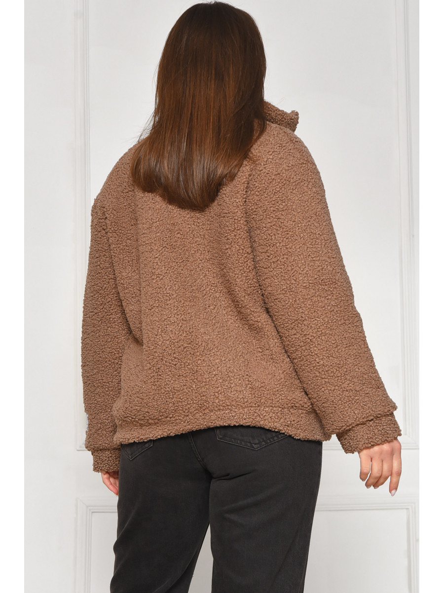 Куртка жіноча тедді демісезонна темно-бежевого кольору 129 209604C