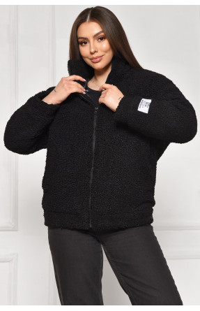 Куртка жіноча тедді демісезонна чорного кольору 129 209605C