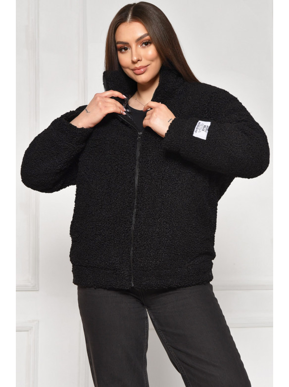 Куртка жіноча тедді демісезонна чорного кольору 129 209605C