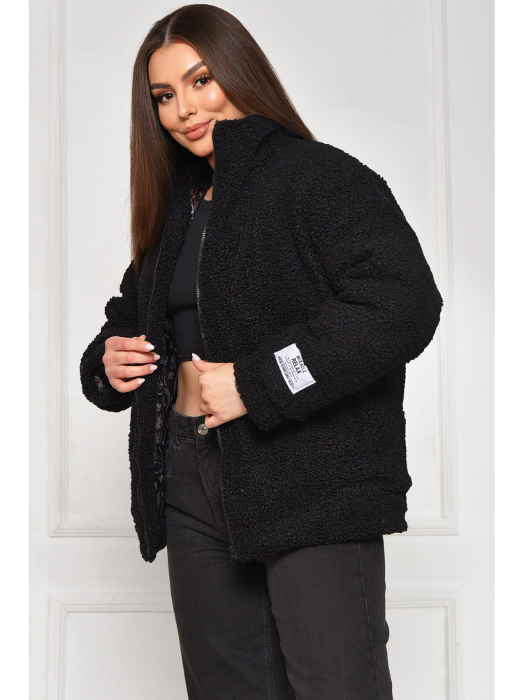 Куртка жіноча тедді демісезонна чорного кольору 129 209605C