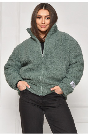 Куртка жіноча тедді демісезонна зеленого кольору 129 209606C