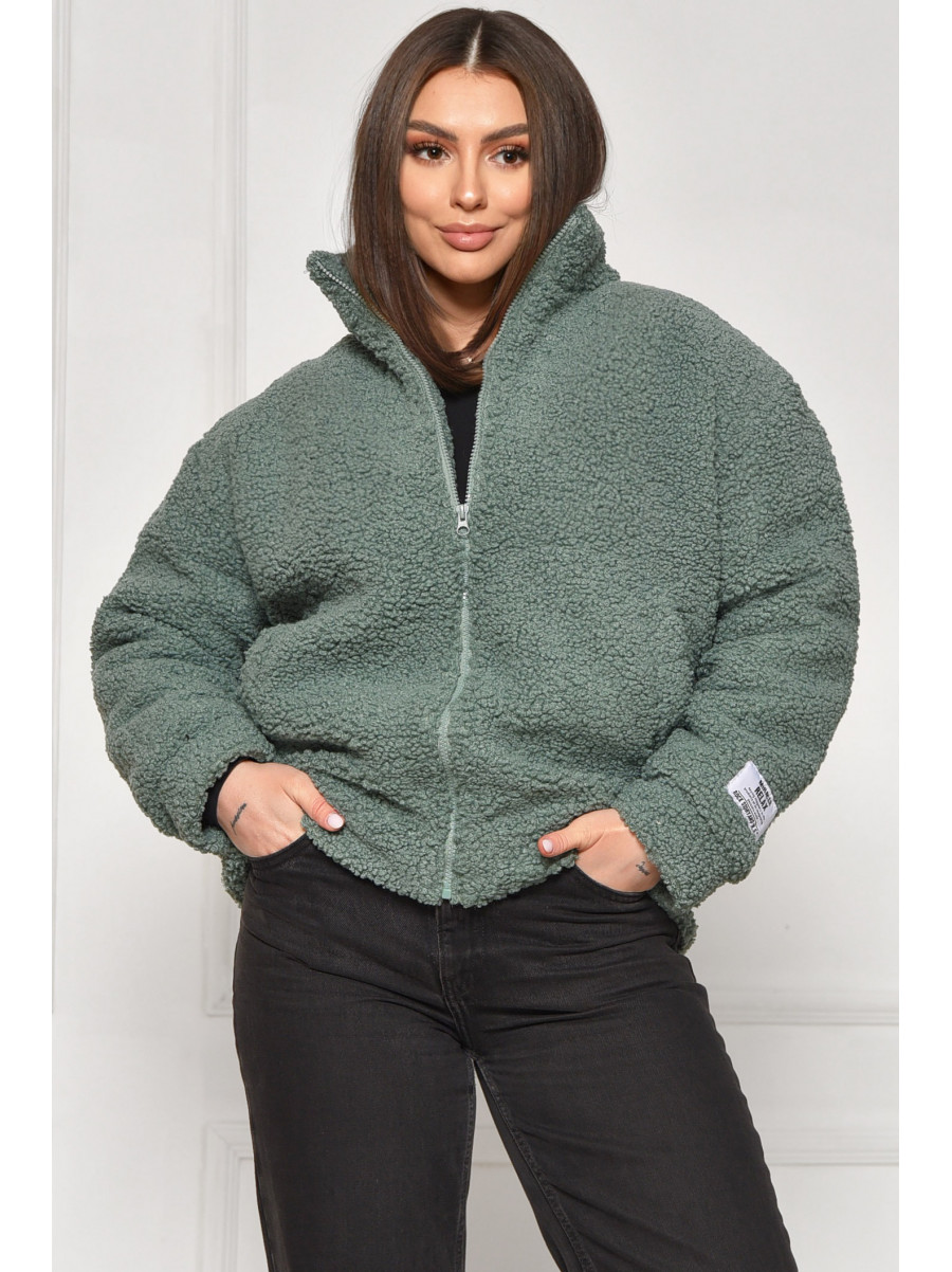 Куртка жіноча тедді демісезонна зеленого кольору 129 209606C