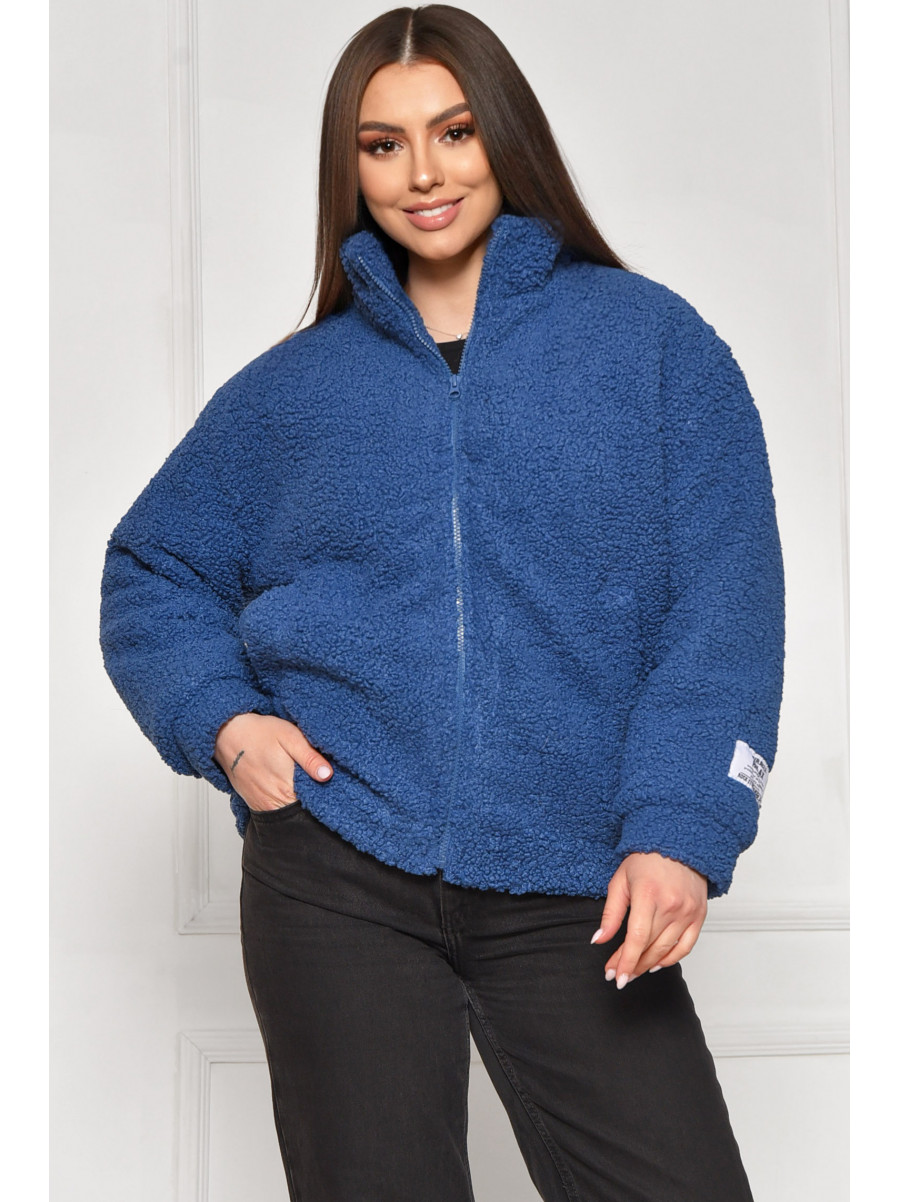 Куртка жіноча тедді демісезонна синього кольору 129 209607C