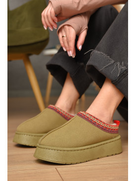 Уггі без задника жіночі темно-бежевого кольору штучна замша 02-3 209611C