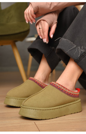 Угги без задника женские темно-бежевого цвета искуственная замша 02-3 209611C