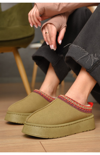 Угги без задника женские темно-бежевого цвета искуственная замша 02-3 209611C