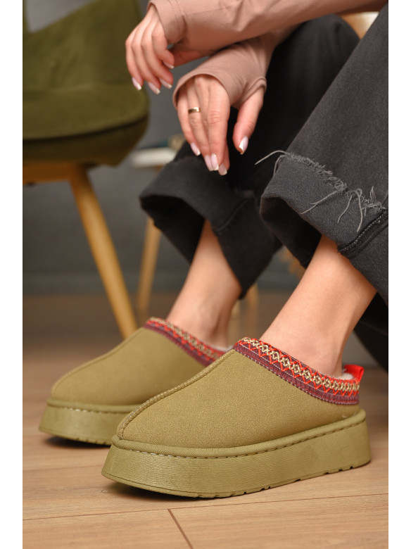 Угги без задника женские темно-бежевого цвета искуственная замша 02-3 209611C