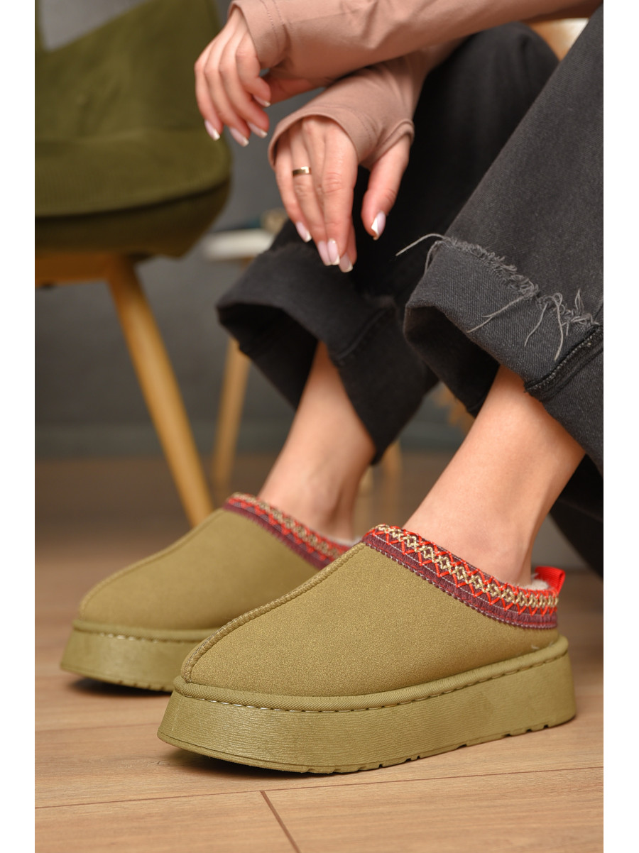 Угги без задника женские темно-бежевого цвета искуственная замша 02-3 209611C