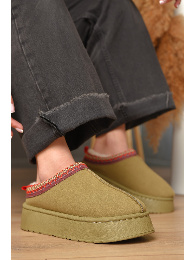 Угги без задника женские темно-бежевого цвета искуственная замша 02-3 209611C