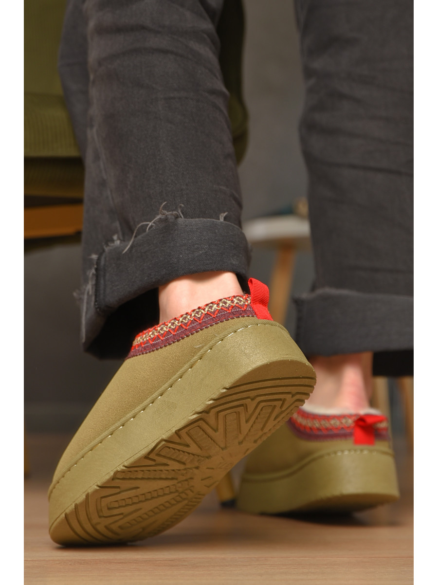 Угги без задника женские темно-бежевого цвета искуственная замша 02-3 209611C