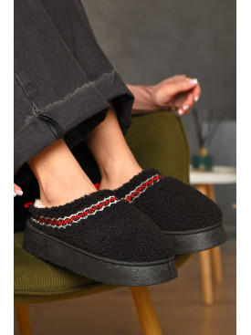 Уггі без задника жіночі чорного кольору штучна замша 11-1 209612C