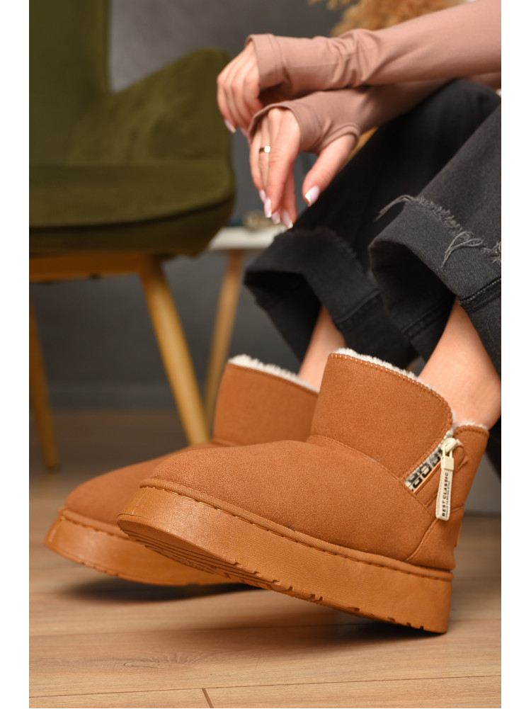 Угги женские бежевого цвета на меху искуственная замша DG18-2 209614C