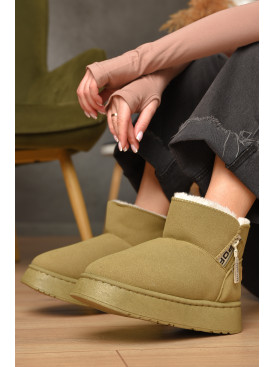 Уггі жіночі кольору хакі на хутрі штучна замша DG18-3 209615C