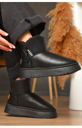 Угги женские черного цвета на меху искуственная кожа DG18-В 209616C