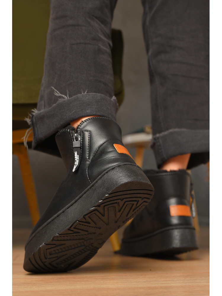 Угги женские черного цвета на меху искуственная кожа DG18-В 209616C