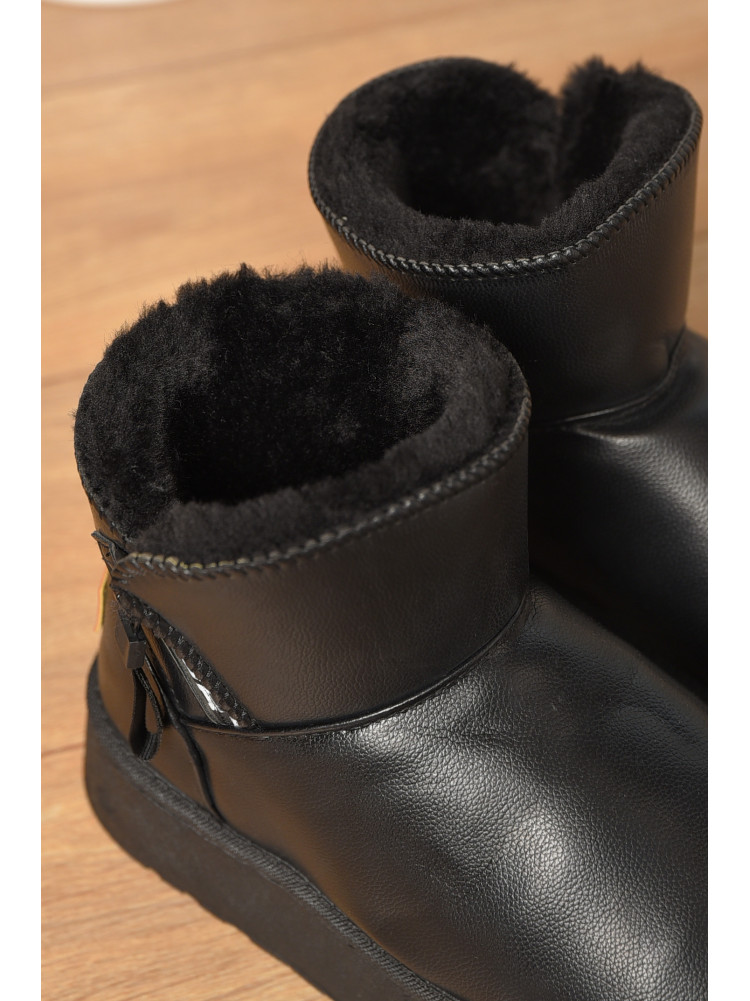 Угги женские черного цвета на меху искуственная кожа DG18-В 209616C
