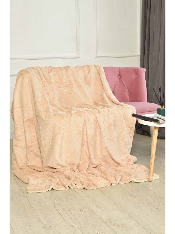 Плед двухсторонний белого и светло-бежевого цвета размер 160*200 11401 209617C