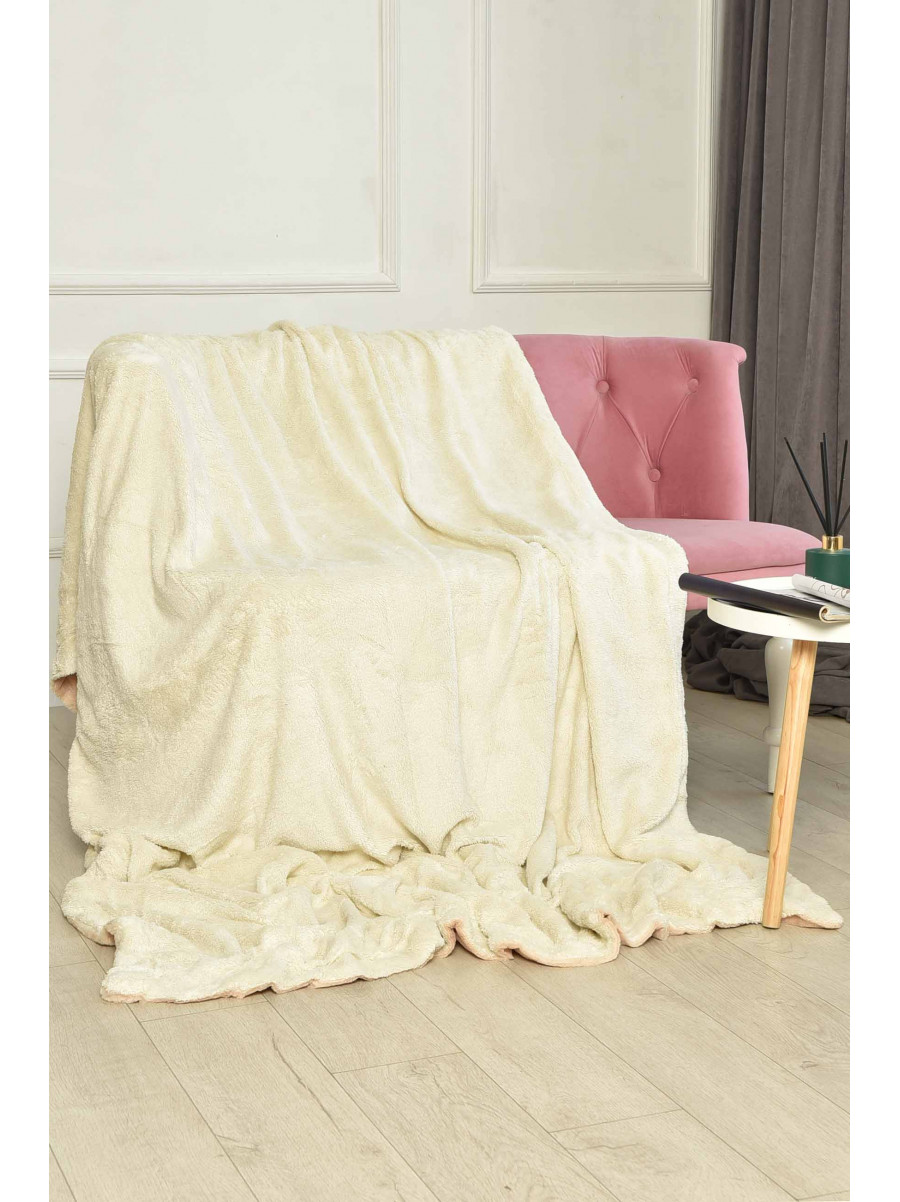 Плед двухсторонний белого и светло-бежевого цвета размер 160*200 11401 209617C