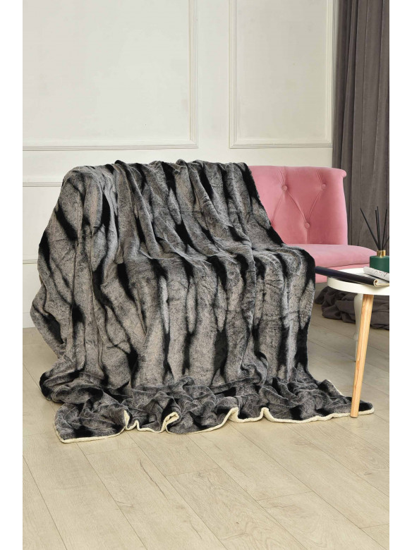 Плед двухсторонний белого и черного цвета с принтом размер 160*200 11401 209621C