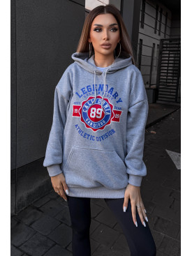 Худі жіноче на флісі сірого кольору з принтом 5011 209623C