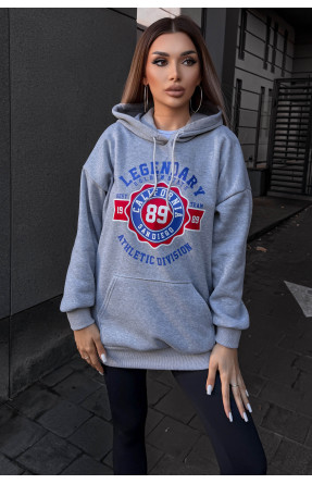 Худі жіноче на флісі сірого кольору з принтом 5011 209623C