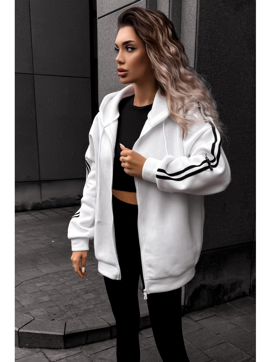 Худі жіноче напівбатальне на флісі білого кольору 5008 209625C