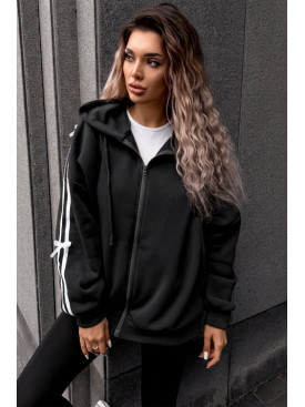 Худи женское полубатальное на флисе черного цвета 5008 209626C