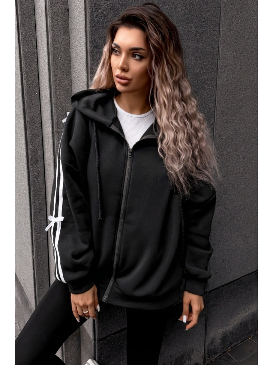 Худі жіноче напівбатальне на флісі чорного кольору 5008 209626C
