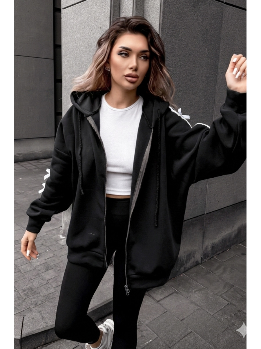 Худі жіноче напівбатальне на флісі чорного кольору 5008 209626C
