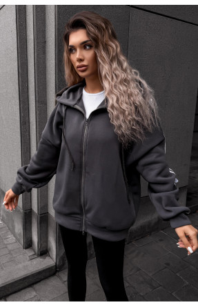 Худі жіноче напівбатальне на флісі темно-сірого кольору 5008 209627C