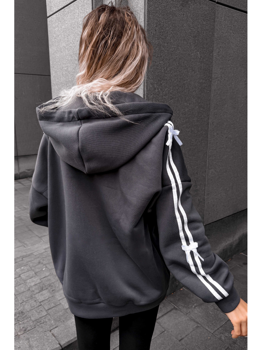 Худі жіноче напівбатальне на флісі темно-сірого кольору 5008 209627C