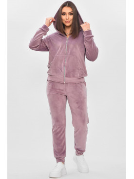Спортивний костюм жіночий велюровий темно-бузкового кольору 209629C