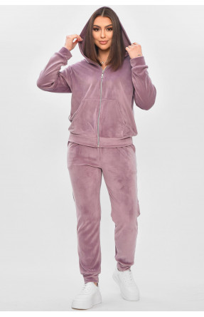 Спортивний костюм жіночий велюровий темно-бузкового кольору 209629C