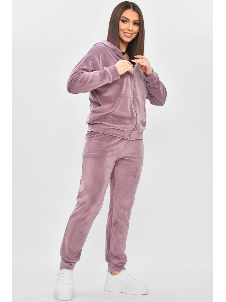 Спортивний костюм жіночий велюровий темно-бузкового кольору 209629C