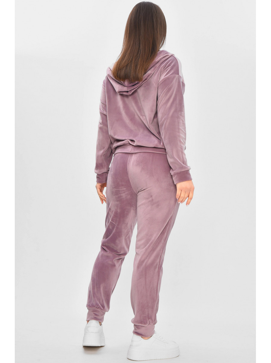 Спортивний костюм жіночий велюровий темно-бузкового кольору 209629C