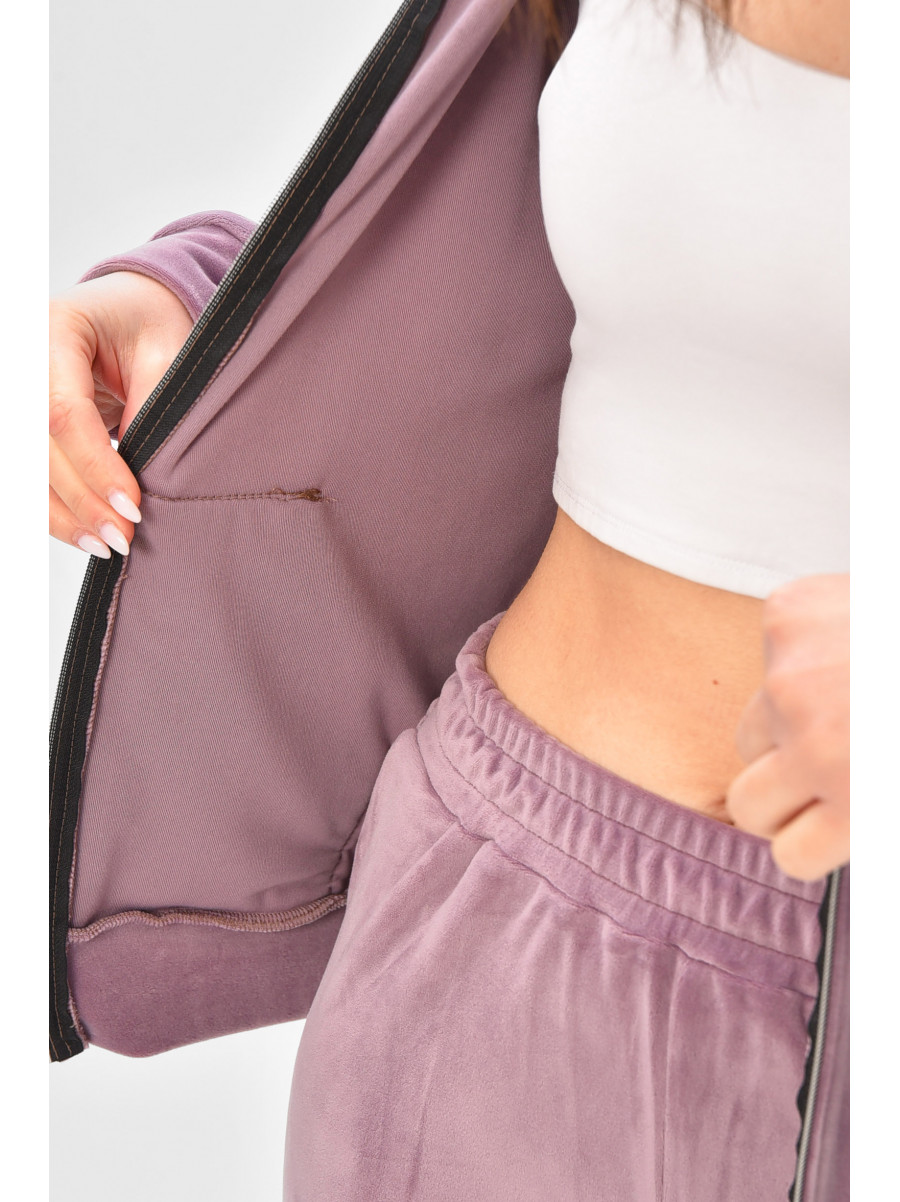 Спортивний костюм жіночий велюровий темно-бузкового кольору 209629C