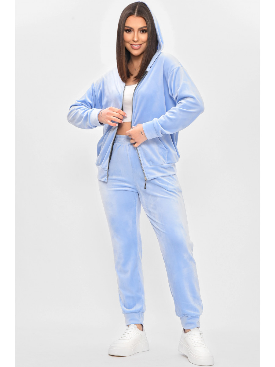 Спортивний костюм жіночий велюровий блакитного кольору 209630C