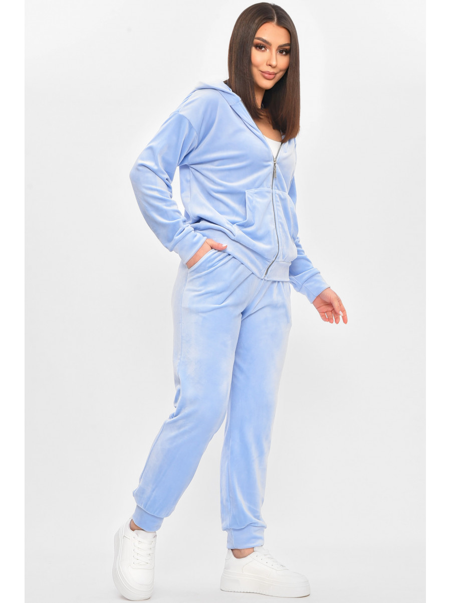 Спортивний костюм жіночий велюровий блакитного кольору 209630C