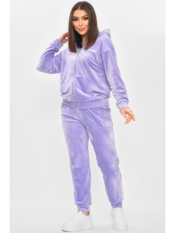 Спортивний костюм жіночий велюровий бузкового кольору 209631C