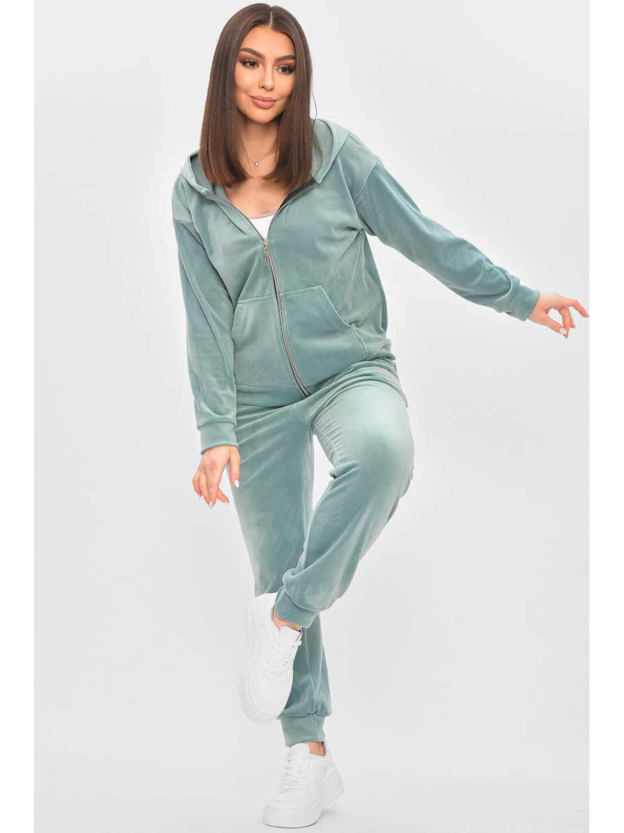 Спортивний костюм жіночий велюровий м'ятного кольору 209632C
