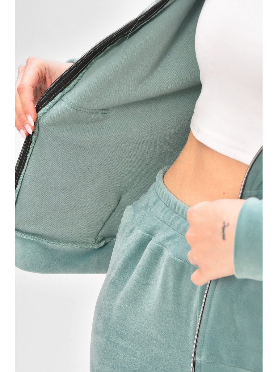 Спортивний костюм жіночий велюровий м'ятного кольору 209632C