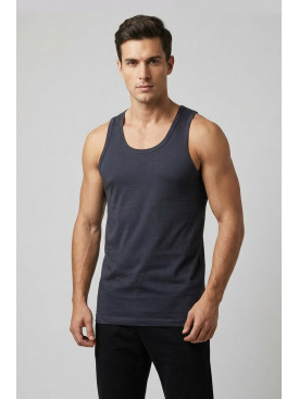 Майка мужская однотонная темно-серого цвета 1111 209633C