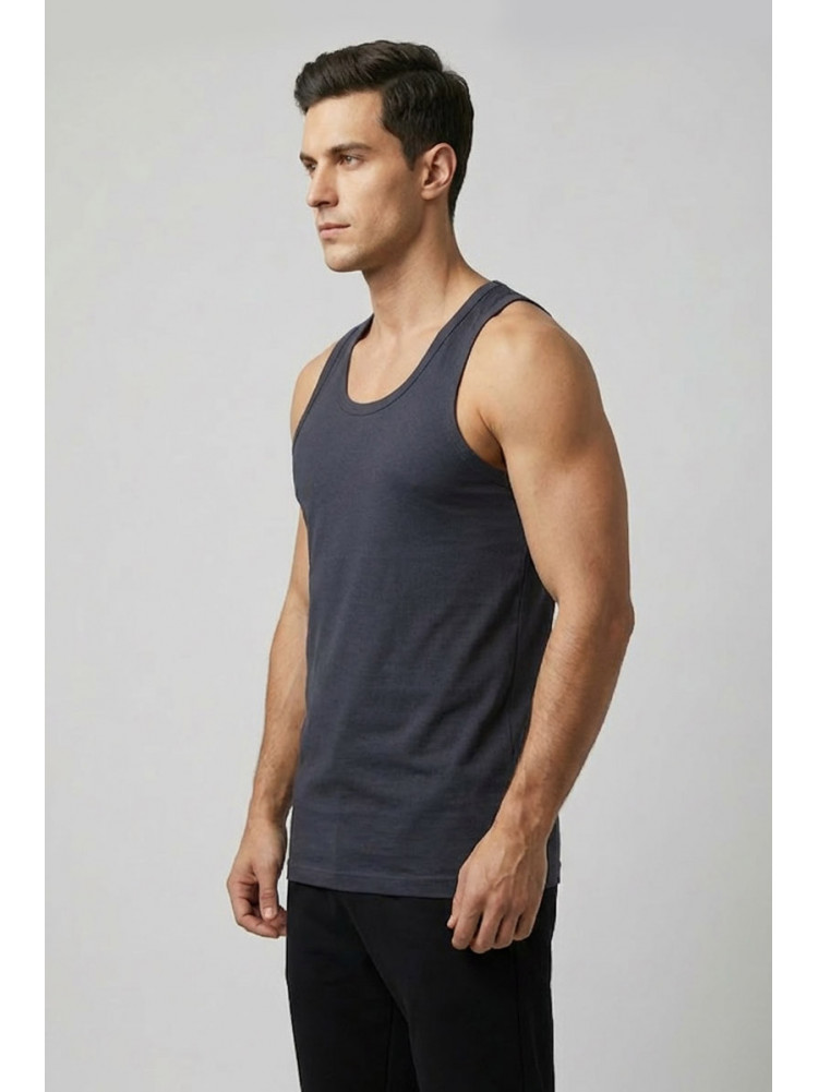 Майка мужская однотонная темно-серого цвета 1111 209633C