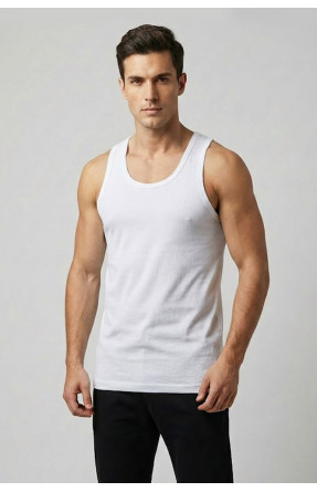 Майка мужская однотонная белого цвета 1111 209634C