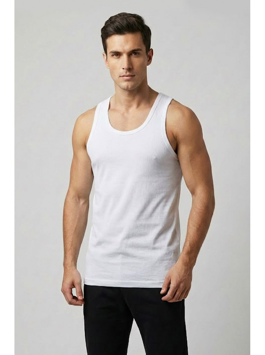 Майка мужская однотонная белого цвета 1111 209634C