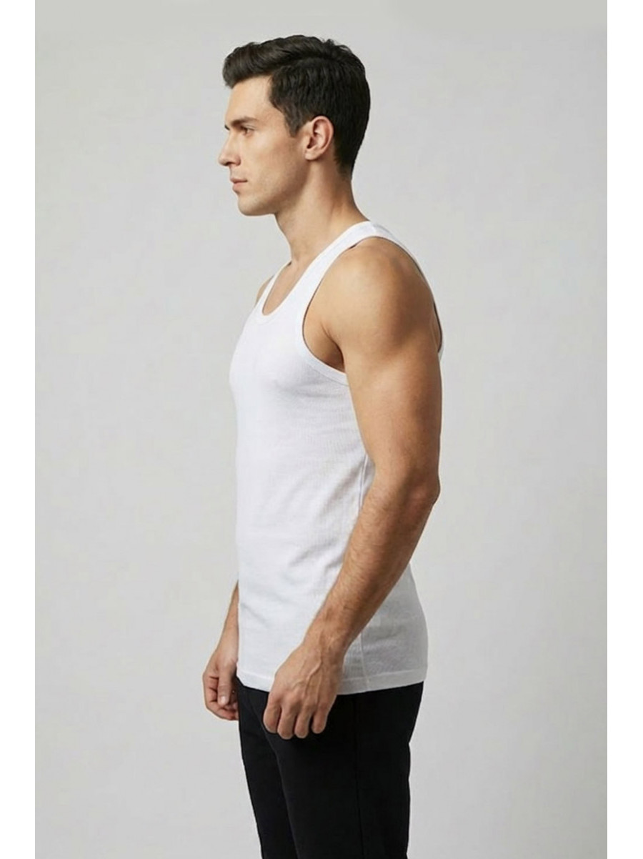 Майка мужская однотонная белого цвета 1111 209634C