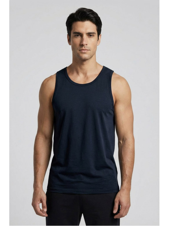 Майка мужская однотонная тёмно-синего цвета 1111 209637C