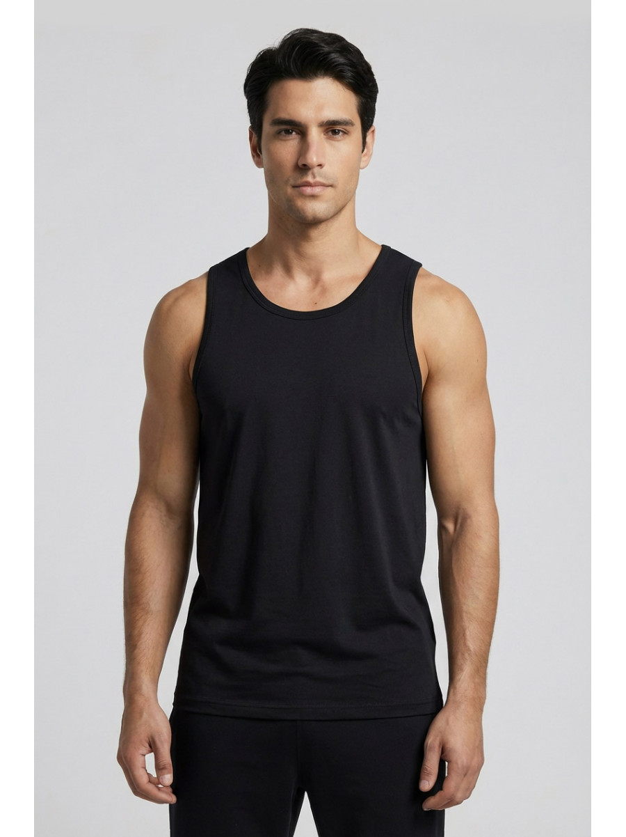 Майка мужская однотонная черного цвета 1111 209638C